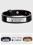 Scannable Spotify Code For Couple - Personalized Soundwaves Leather Bracelet
