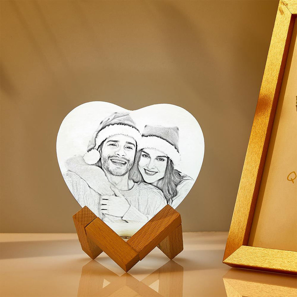 Any Photo Heart Moon Lamp - Personalized Lamp