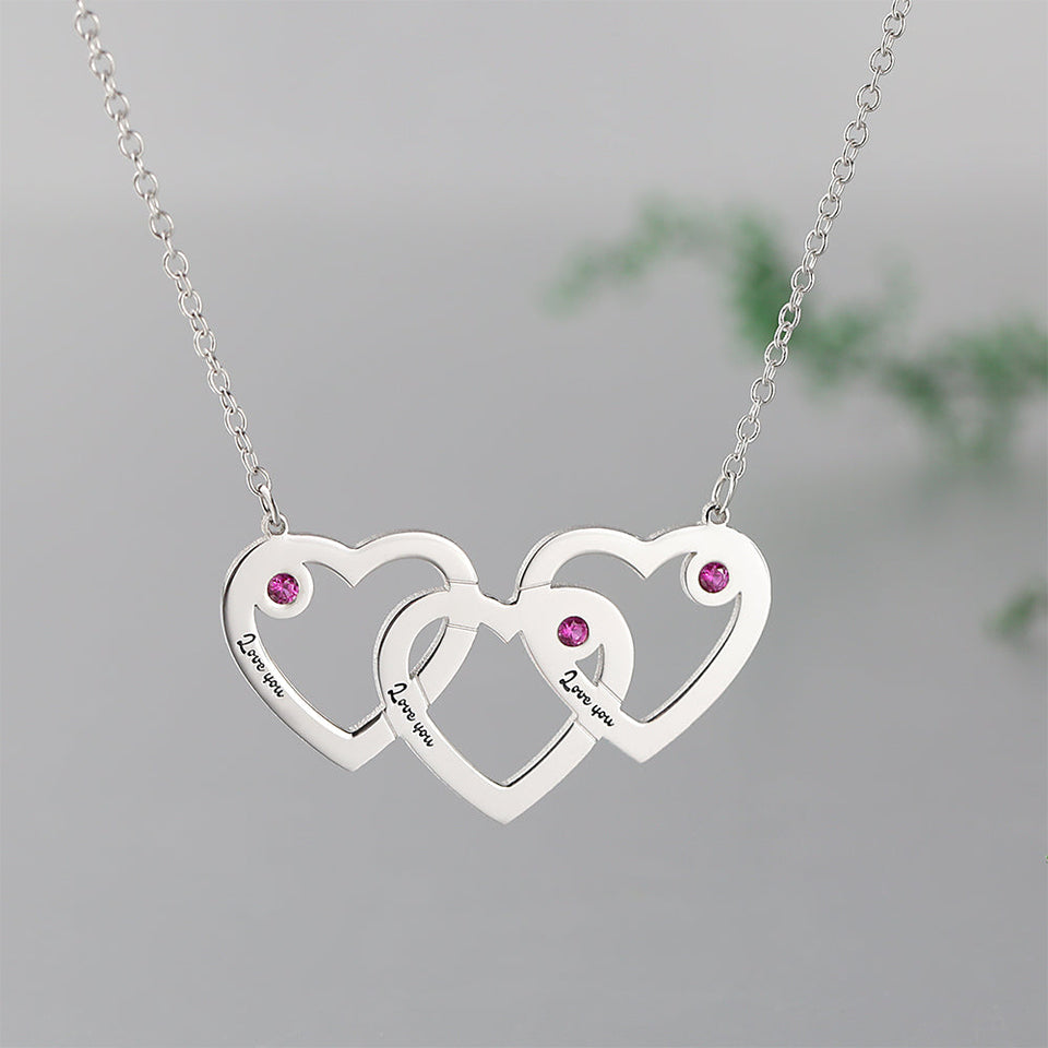 Triple Name - Personalized S925 Silver Triple Heart Name Necklace