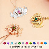 My Baby - Personalized Memorial Angel Feet Locket Birthstone Necklace