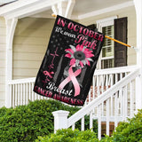 En octobre, nous portons du rose, symbole du cœur et des tournesols – Drapeau de sensibilisation au cancer du sein 0822