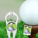 Funny Photo Ball Marker Multipurpose Bottle Opener - Golf gift for dad, him, boyfriend, husband, grandpa - Personalized Golf Fork Ball Marker