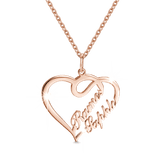 Personalized Couple Overlapping Heart Two Names Necklace