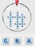 Our Family, Sea Glass Name Puzzle - Personalized Family Round Shaped Glass Ornament