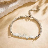 Shine Like A Diamond - Personalized Angel Wings All Diamonds Bracelet