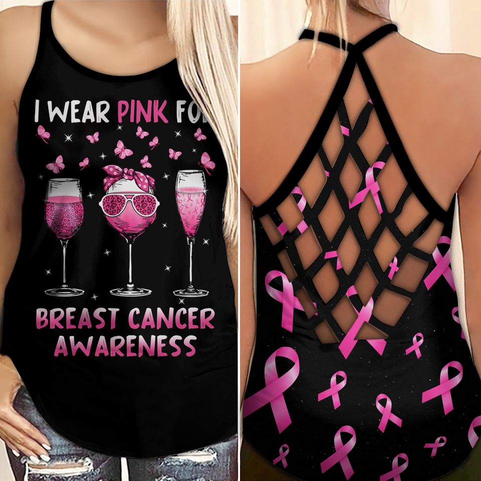Je porte du rose pour boire - Débardeur croisé pour la sensibilisation au cancer du sein 0722