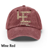 Love Family Scrabble Crossword - Personalized Scrabble Washed Denim Cap
