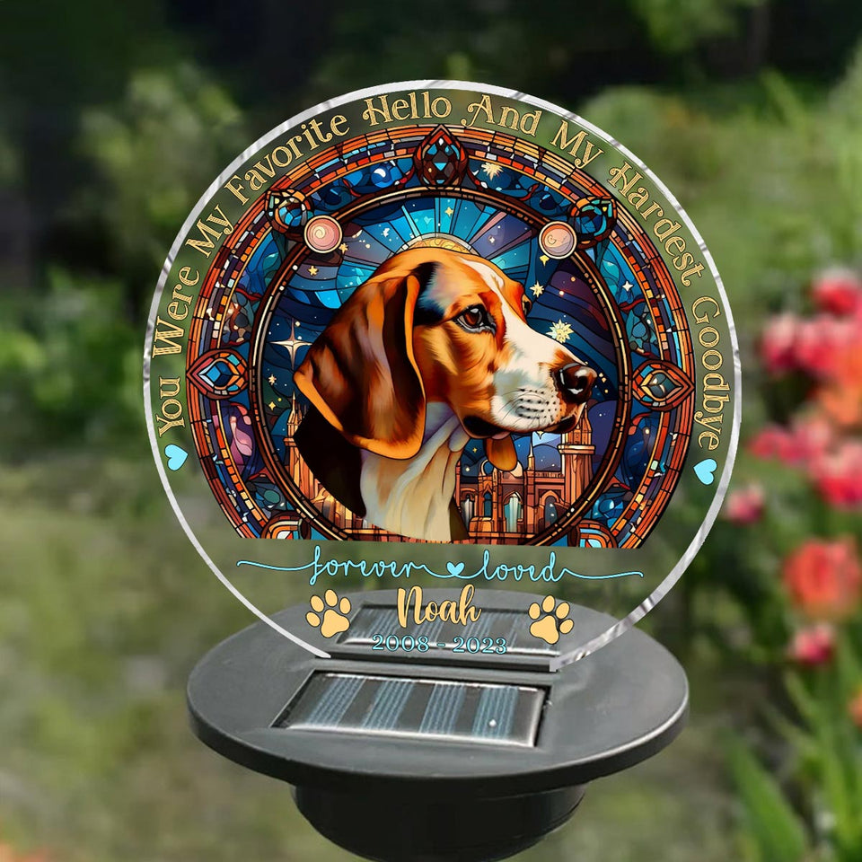 You Were My Favorite Hello - Personalized Dog Garden Solar Light