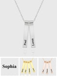 Any Name - Personalized Family Engraved Vertical 1-5 Names Necklace