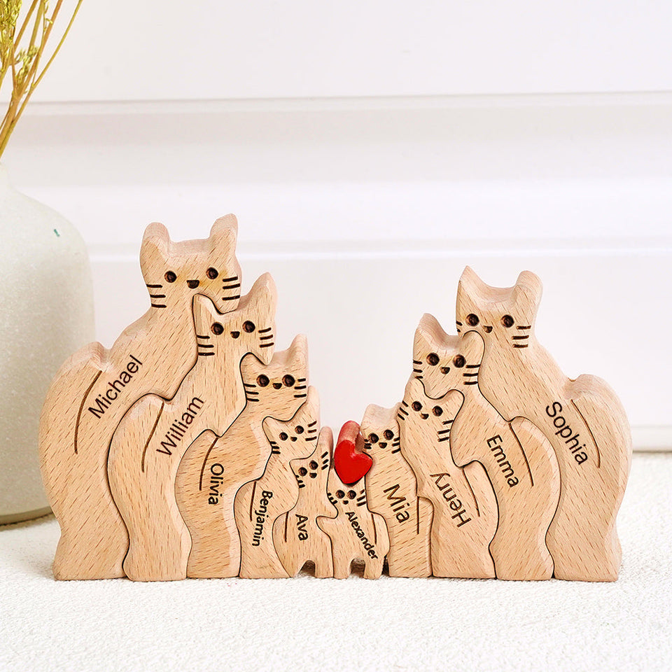 Cat Family - Personalized Family Wooden Puzzle