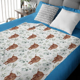 Floral Highland Cow Pattern Highland Cow Blanket 0624