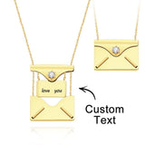 Any Text Letter - Personalized Couple Engraved Necklace Envelope Letter