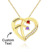 Love By Heart - Personalized Family Names Heart Shaped Necklace With Birthstone