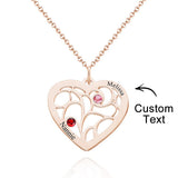 Our Family - Personalized Family Name Heart Pendant Necklace with Birthstone