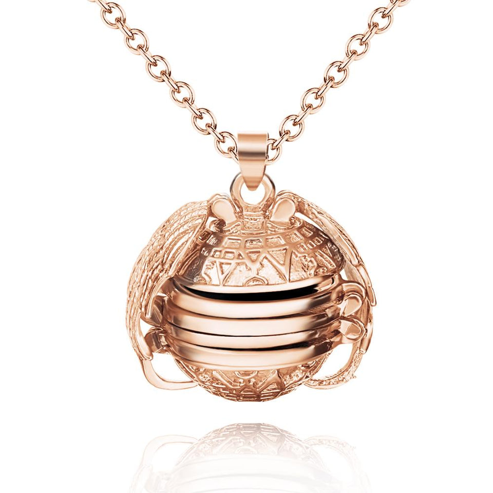 Any Photo - Personalized Angel Wings Expanding Photo Ball Locket Necklace