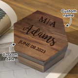 Custom Engraved Text - Personalized Hexagon Wooden Jewelry Box