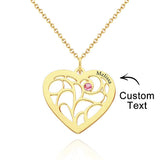 Our Family - Personalized Family Name Heart Pendant Necklace with Birthstone