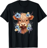 Floral Highland Cow Highland Cow T-shirt & Hoodie 0624