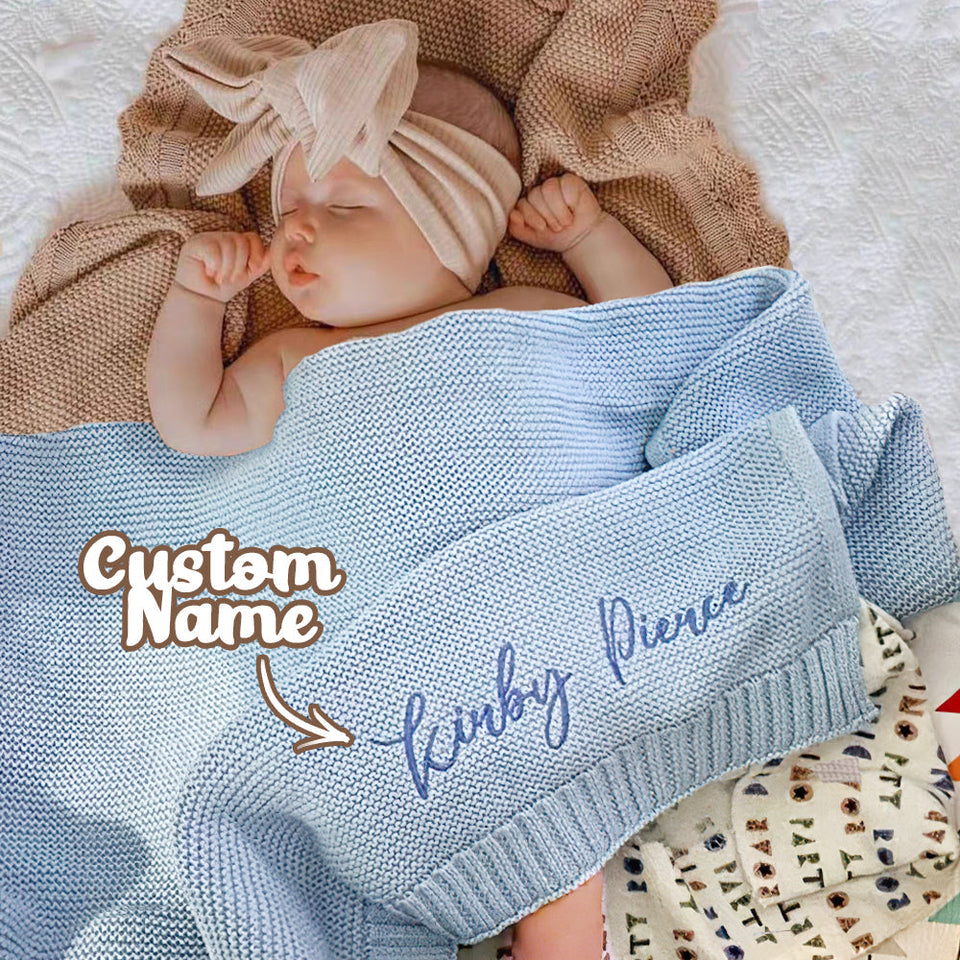 Name Embroidered - Personalized Newborn Embroidered Baby Blanket