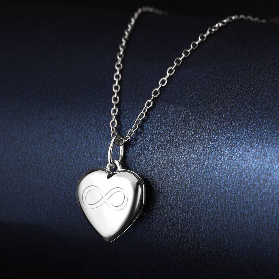 Infinity Love - Personalized Inifinity Heart Engraved Photo Necklace