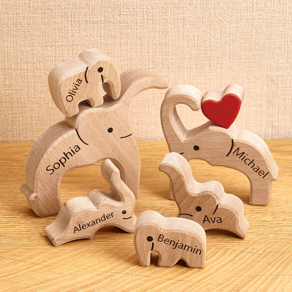Elephant Family - Personalized Family Wooden Puzzle