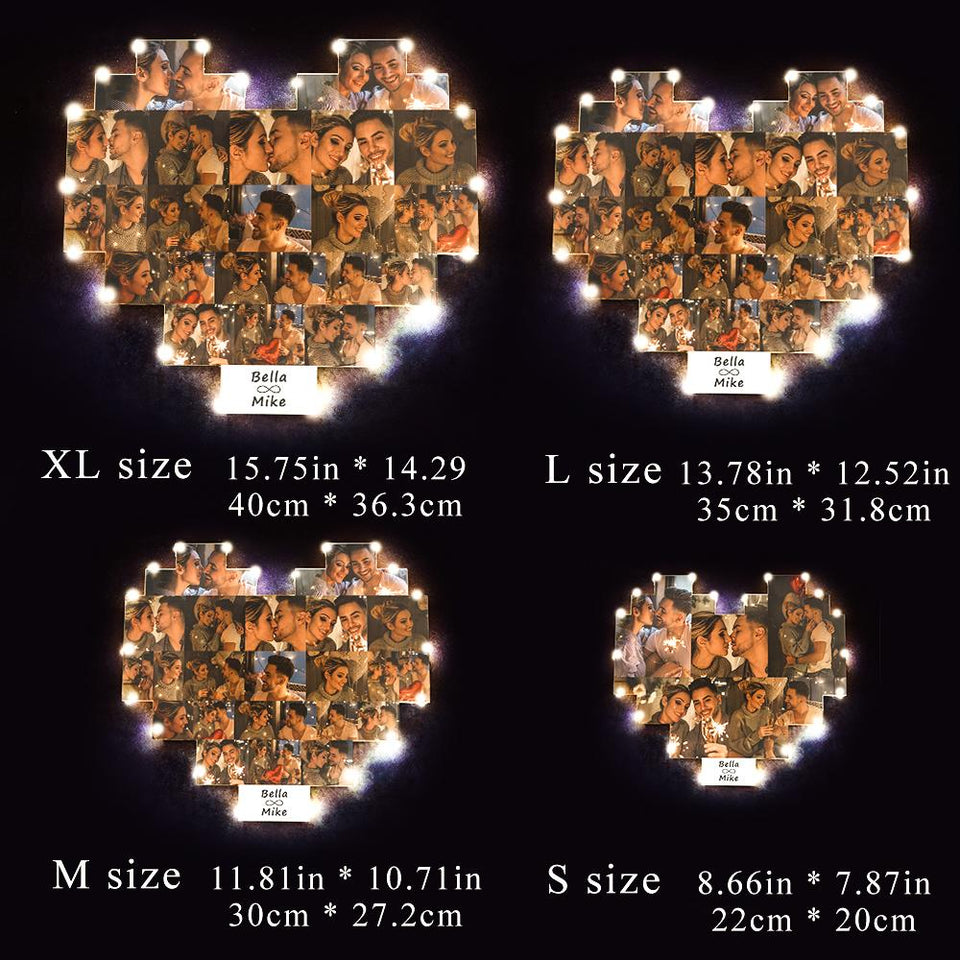 Custom Heart Photo Lamp - Personalized Couple Lamp