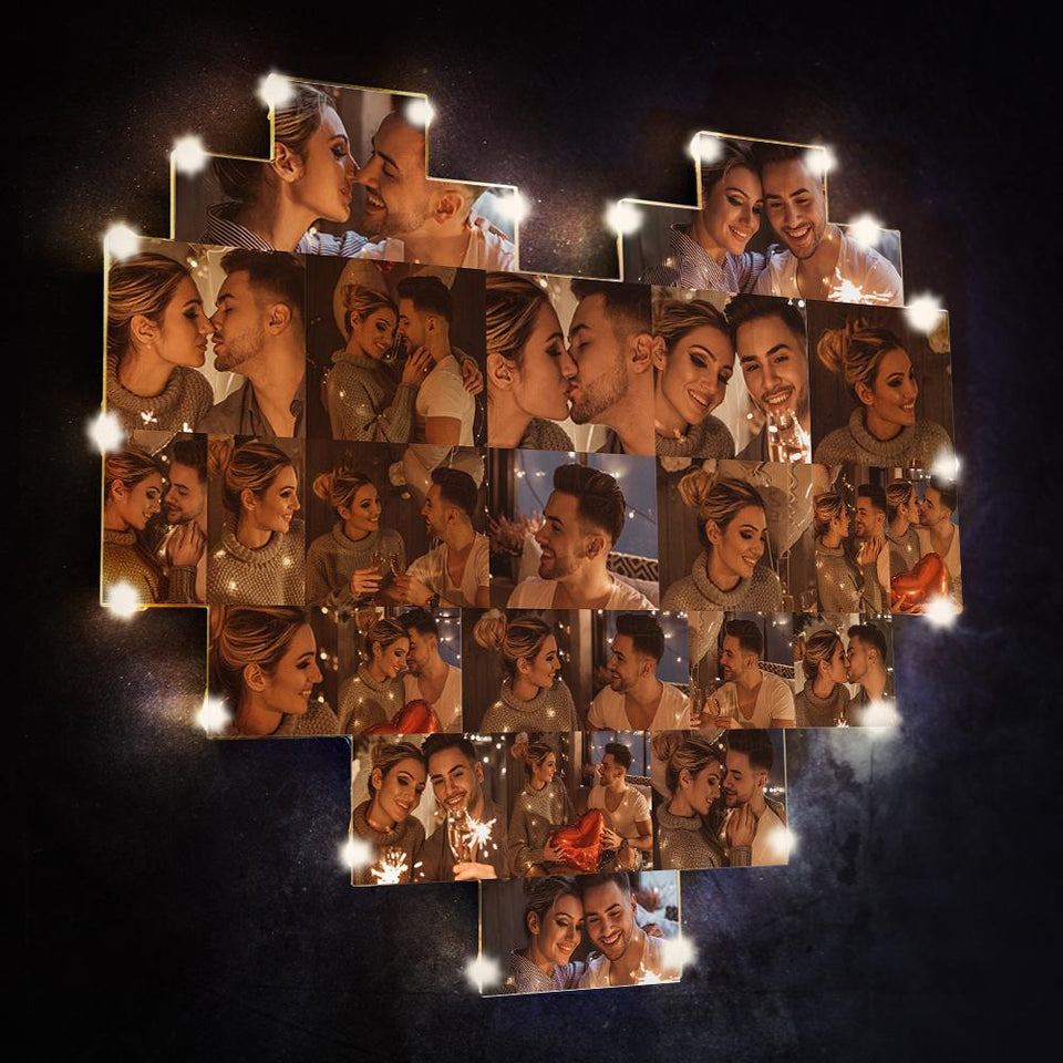 Custom Heart Photo Lamp - Personalized Couple Lamp