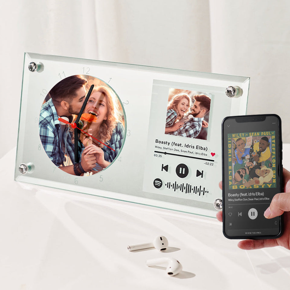 Spotify Code Photo Clock - gift for husband, wife, boyfriend, girlfriend - Personalized Clock