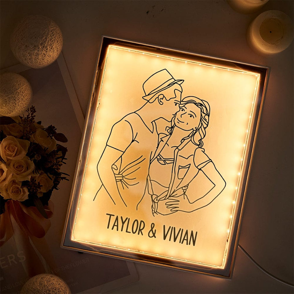Any Name Line Art - Personalized Couple Line Art Lamp