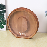 Custom Initial And Name - Personalized Letter And Name Brown Wooden Piggy Bank