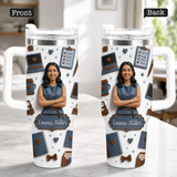 Any Photo Gift For Colleagues - Personalized Colleague Tumbler With Plush Charm