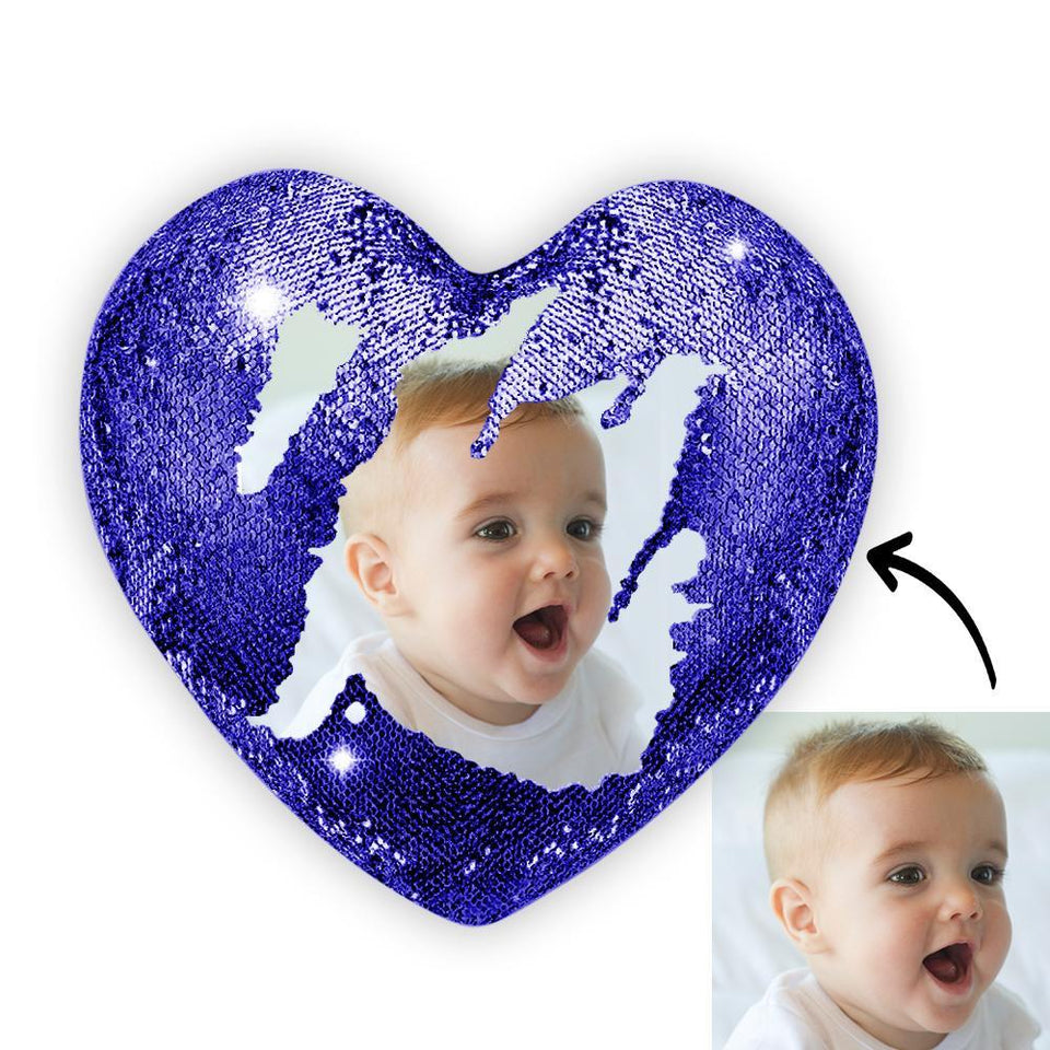 Any Photo - Personalized Couple Heart Magic Sequin Pillow