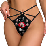 Lick Here Custom Face - Personalized Couple Sexy Women's Briefs G-strings