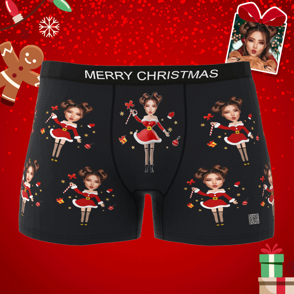 Custom Wife Or Girlfriend Face Boxers AR View - Personalized Couple Men's boxer briefs