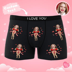 Custom Photo Boxer Red Bow AR View - Personalized Couple Men's boxer briefs