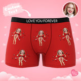 Custom Photo Boxer Red Bow AR View - Personalized Couple Men's boxer briefs