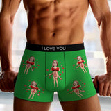 Custom Photo Boxer Red Bow AR View - Personalized Couple Men's boxer briefs