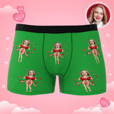 Custom Photo Boxer Red Bow AR View - Personalized Couple Men's boxer briefs