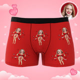 Custom Photo Boxer Red Bow AR View - Personalized Couple Men's boxer briefs