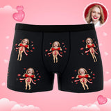 Custom Photo Boxer Red Bow AR View - Personalized Couple Men's boxer briefs