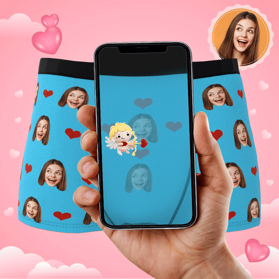 Custom Wife Or Girlfriend Face Boxers AR View - Personalized Couple Men's boxer briefs