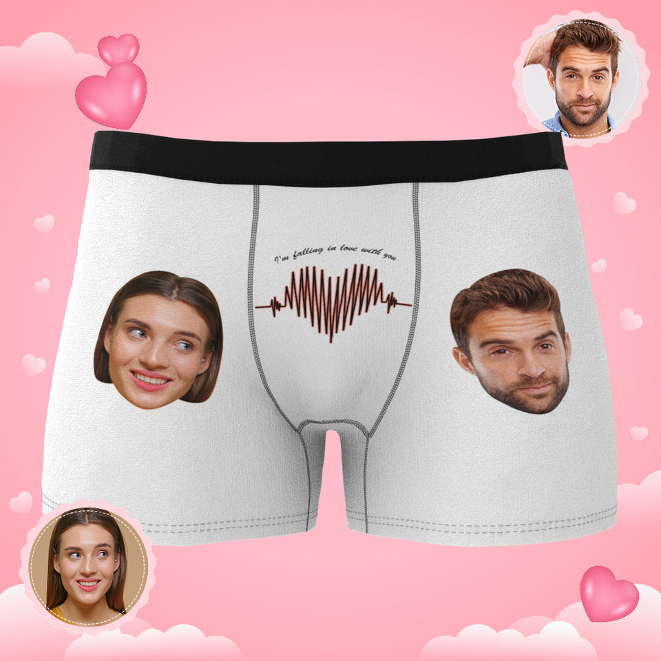 Custom Photo Boxer Electrocardiogram AR View - Personalized Couple Men's boxer briefs