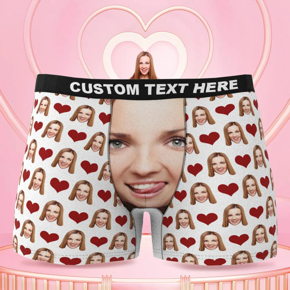 Custom Wife Or Girlfriend Face Boxers - Personalized Couple Men's boxer briefs