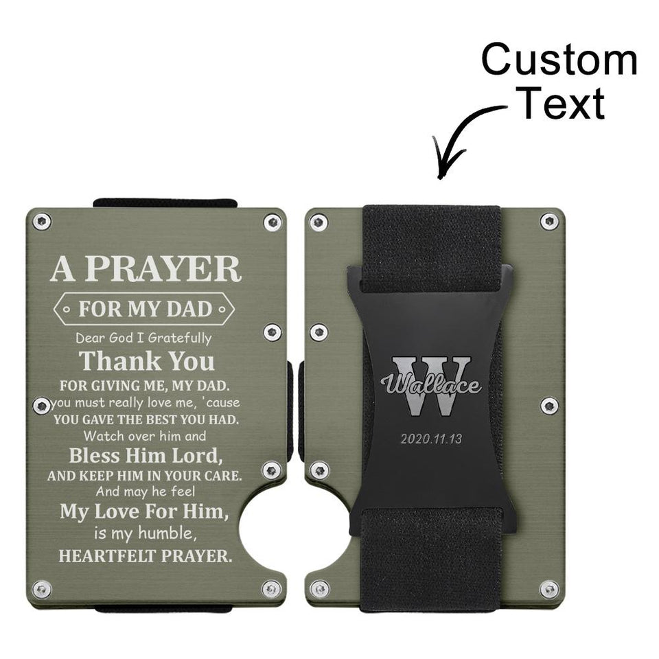 A Prayer For My Dad - Personalized Memorial Engraved Metal RFID Blocking Card Holder