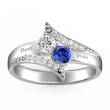 Personalized Two Birthstones Engraved 925 Silver
