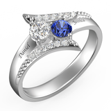 Personalized Two Birthstones Engraved 925 Silver