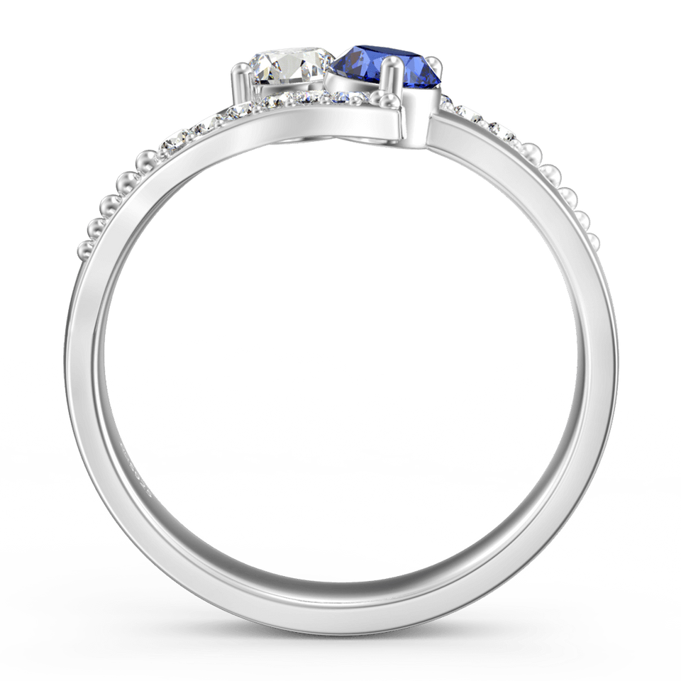 Personalized Two Birthstones Engraved 925 Silver