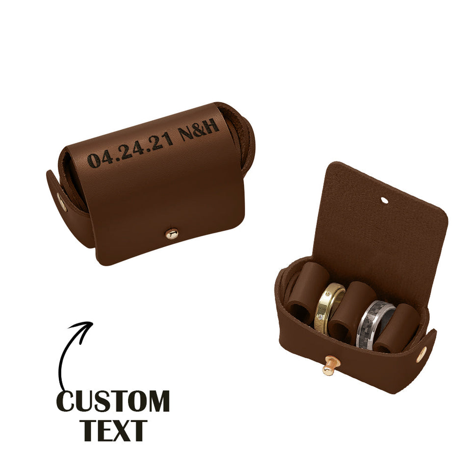 Funny Face Tie - Personalized Any Name Leather Wedding Ring Box