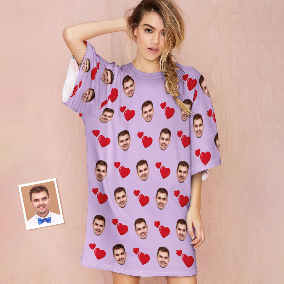 Custom Photo Face Nightdress - Personalized Couple Nightdress