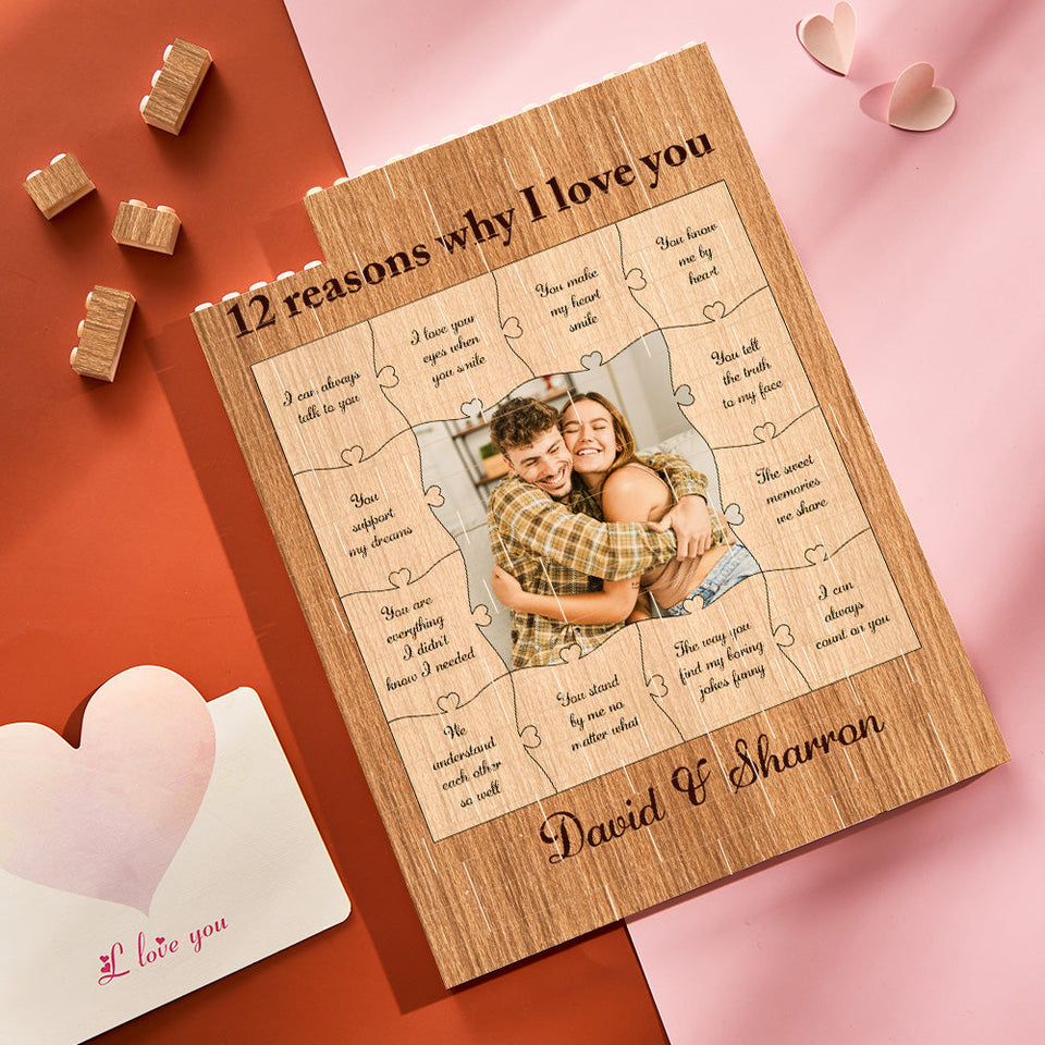 Reasons I Love You - Personalized Couple Photo Building Block Puzzle